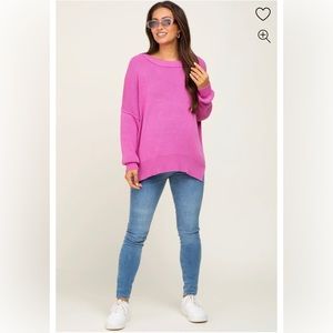 Pink Blush exposed seams maternity sweater